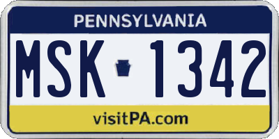 PA license plate MSK1342