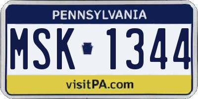 PA license plate MSK1344