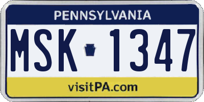 PA license plate MSK1347