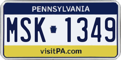 PA license plate MSK1349