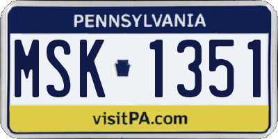 PA license plate MSK1351