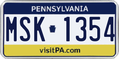 PA license plate MSK1354