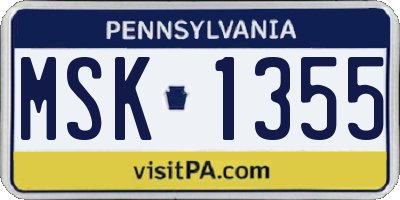PA license plate MSK1355