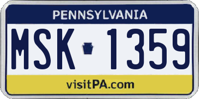 PA license plate MSK1359