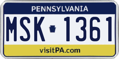 PA license plate MSK1361