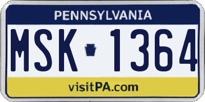 PA license plate MSK1364