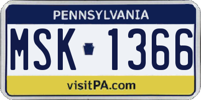 PA license plate MSK1366