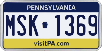PA license plate MSK1369