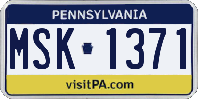 PA license plate MSK1371