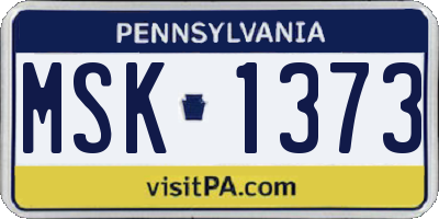 PA license plate MSK1373
