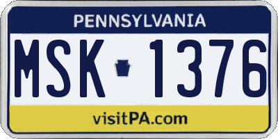 PA license plate MSK1376