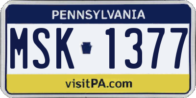PA license plate MSK1377