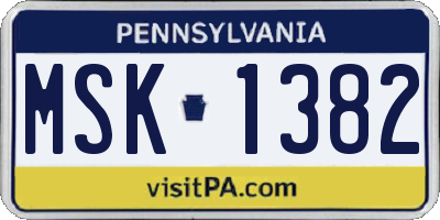 PA license plate MSK1382