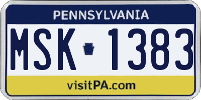 PA license plate MSK1383