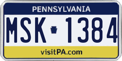 PA license plate MSK1384