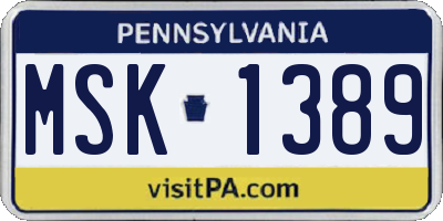 PA license plate MSK1389