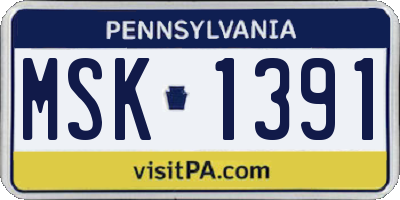 PA license plate MSK1391