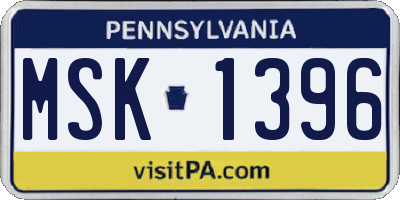 PA license plate MSK1396
