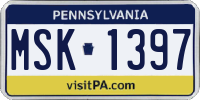 PA license plate MSK1397