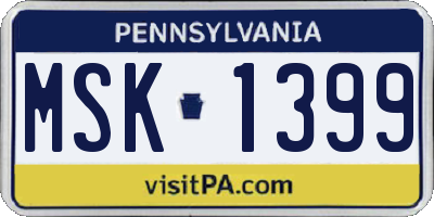 PA license plate MSK1399