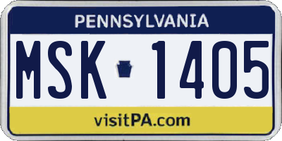 PA license plate MSK1405