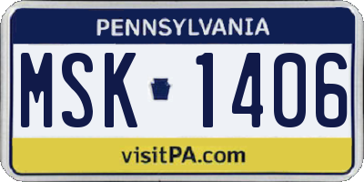 PA license plate MSK1406