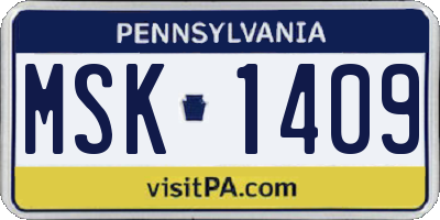 PA license plate MSK1409