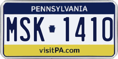 PA license plate MSK1410