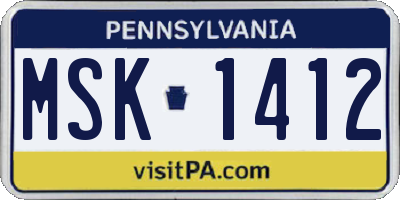 PA license plate MSK1412