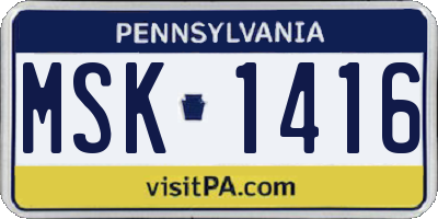 PA license plate MSK1416