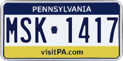 PA license plate MSK1417