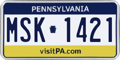 PA license plate MSK1421