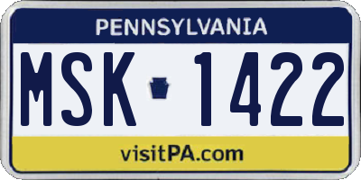 PA license plate MSK1422