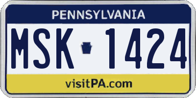 PA license plate MSK1424