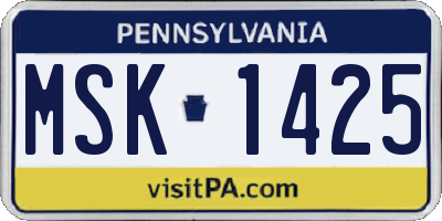 PA license plate MSK1425