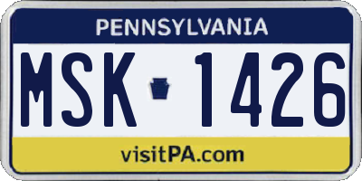 PA license plate MSK1426
