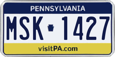 PA license plate MSK1427