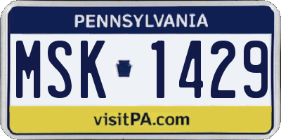 PA license plate MSK1429