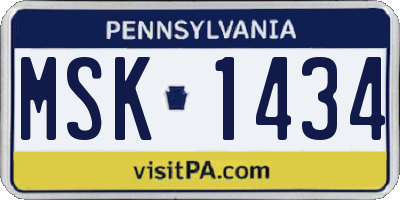 PA license plate MSK1434