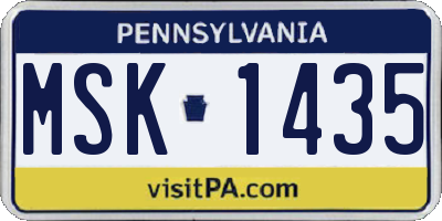 PA license plate MSK1435
