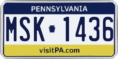 PA license plate MSK1436
