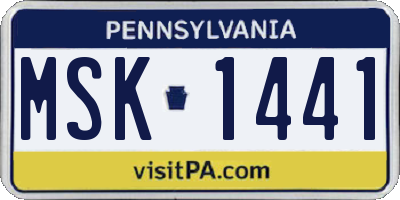 PA license plate MSK1441