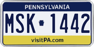 PA license plate MSK1442