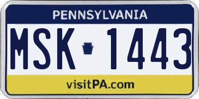 PA license plate MSK1443