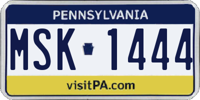 PA license plate MSK1444