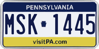 PA license plate MSK1445