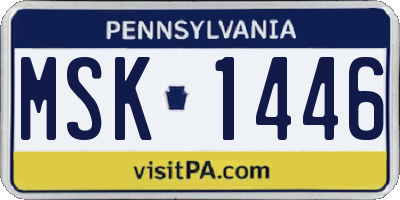PA license plate MSK1446