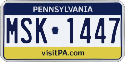 PA license plate MSK1447