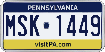 PA license plate MSK1449