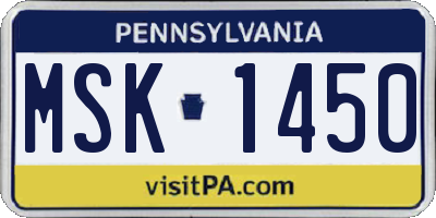 PA license plate MSK1450